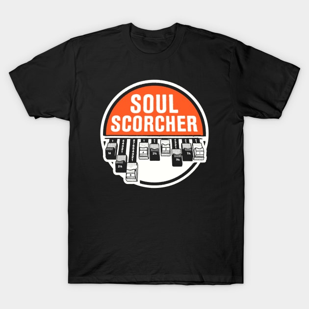 soul scorcher hammond organ emblem T-Shirt by Jomi